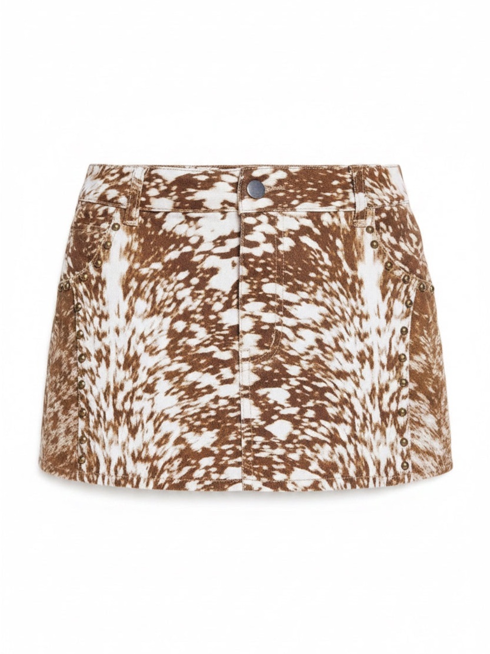 Brown and White Speckled Mini Skirt